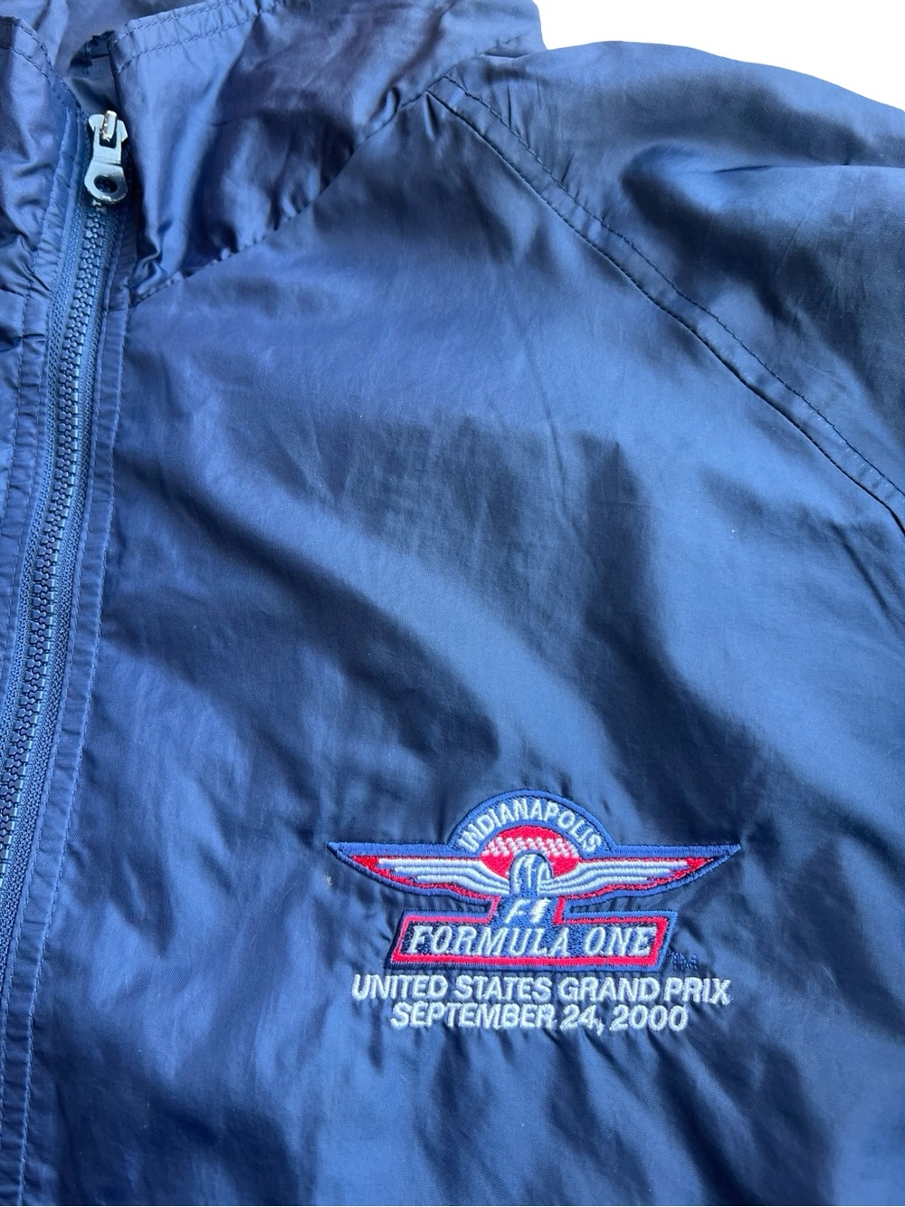 VTG 2000 US Grand Prix Indianapolis Formula One F1 Windbreaker Blue Jacket Sz L